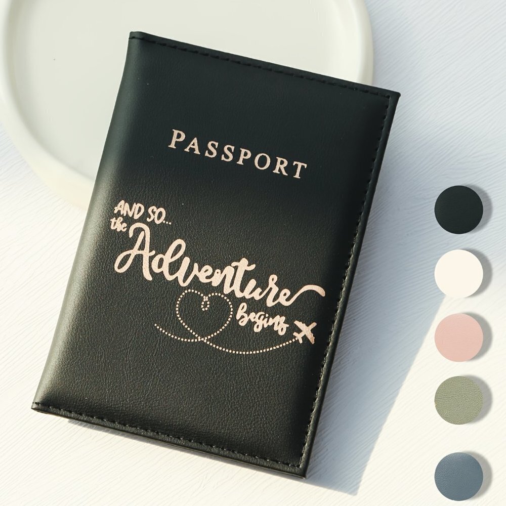 Travel Passions - Black PU Leather Passport Cover